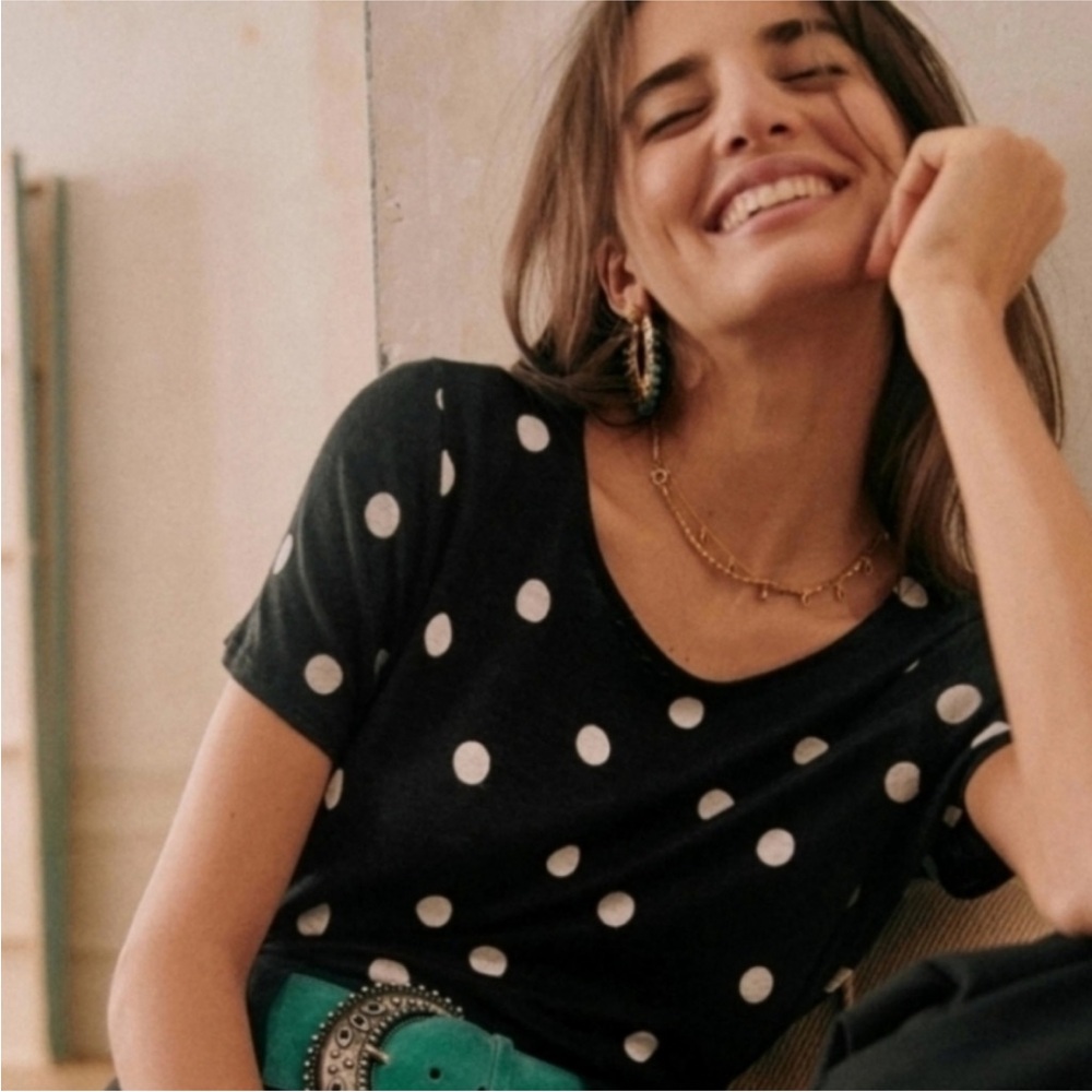 Sezane linen polka dot t shirt - Picture 4 of 9